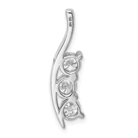 14k White Gold AA Diamond Large Three Stone Curved Bar Pendant-XP1451AA