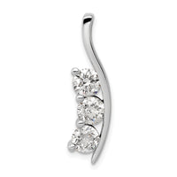 14k White Gold AA Diamond Large Three Stone Curved Bar Pendant-XP1451AA