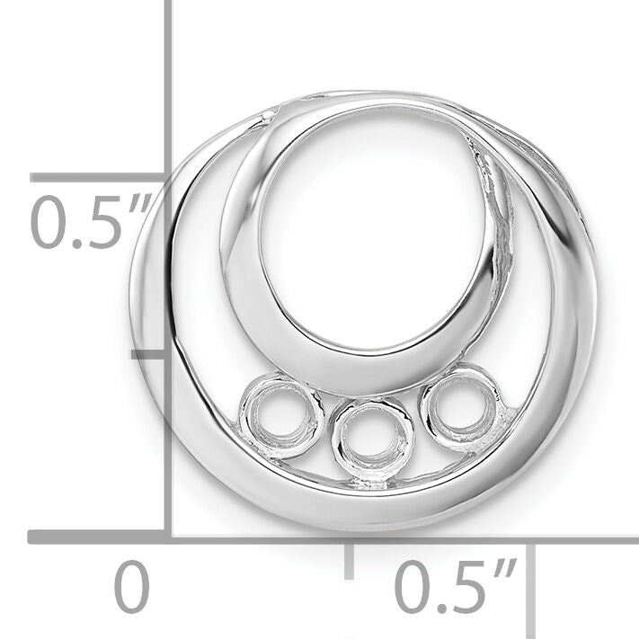 14k White Gold 3.2mm Three Stone Circles Chain Slide Mounting-XP1475