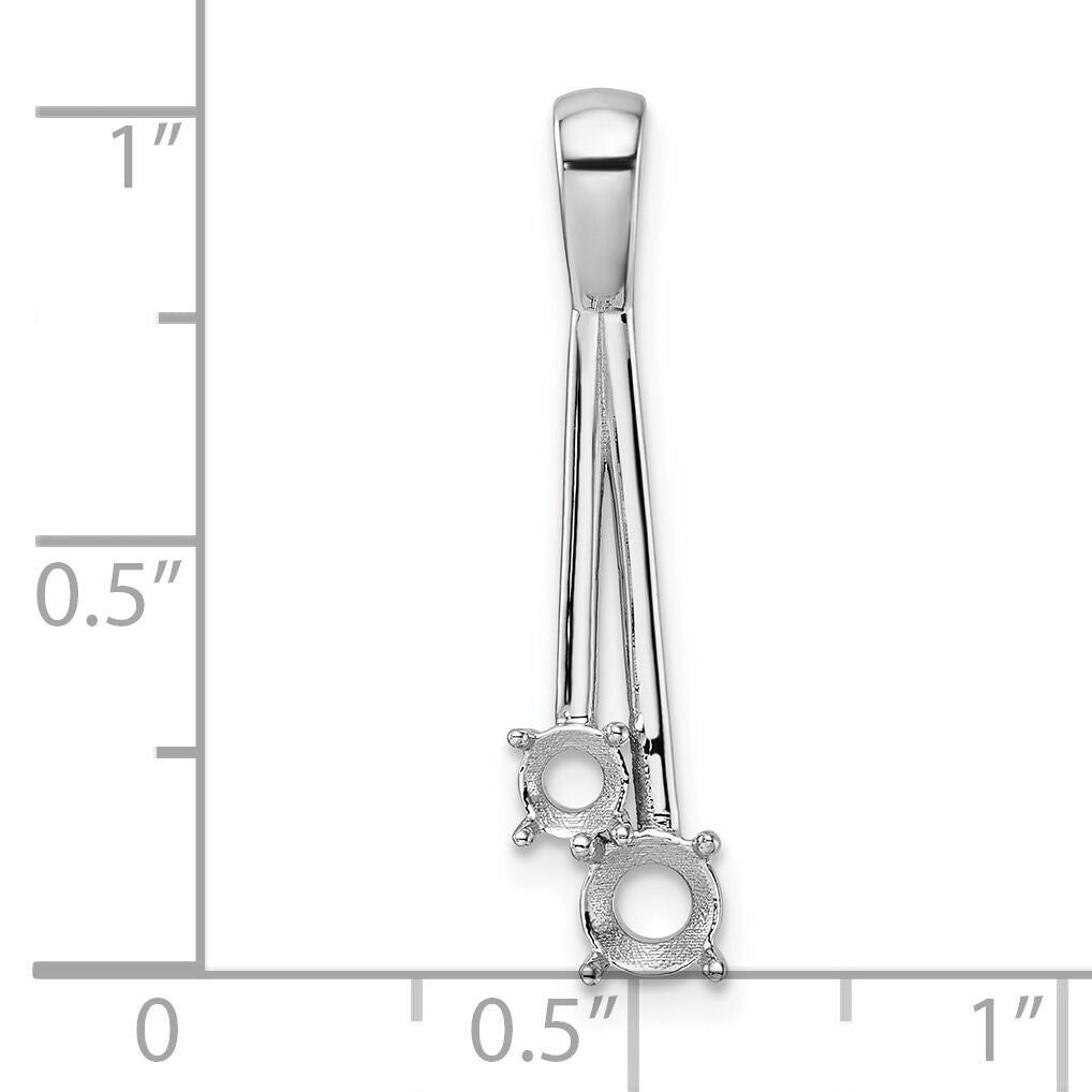 14k White Gold Diamond Two Stone Pendant Mounting-XP1567