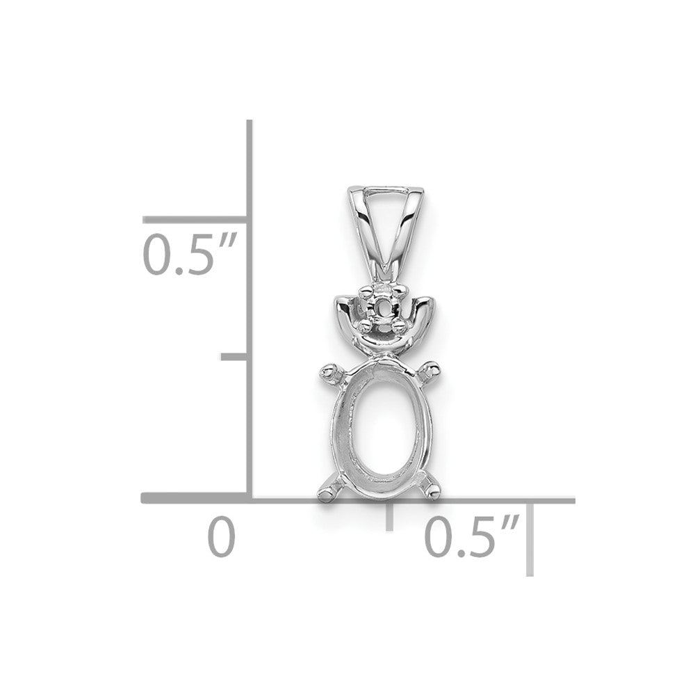 14k White Gold 8x6mm Oval Gemstone Pendant Mounting-XP1658