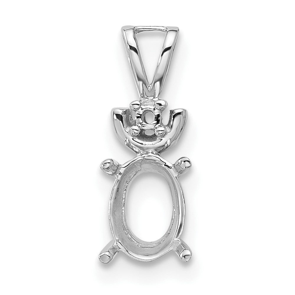 14k White Gold 8x6mm Oval Gemstone Pendant Mounting-XP1658