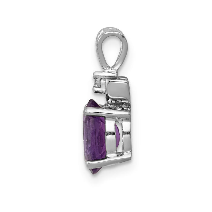 14k White Gold 8x6mm Oval Amethyst VS Diamond Pendant-XP1658AM/VS