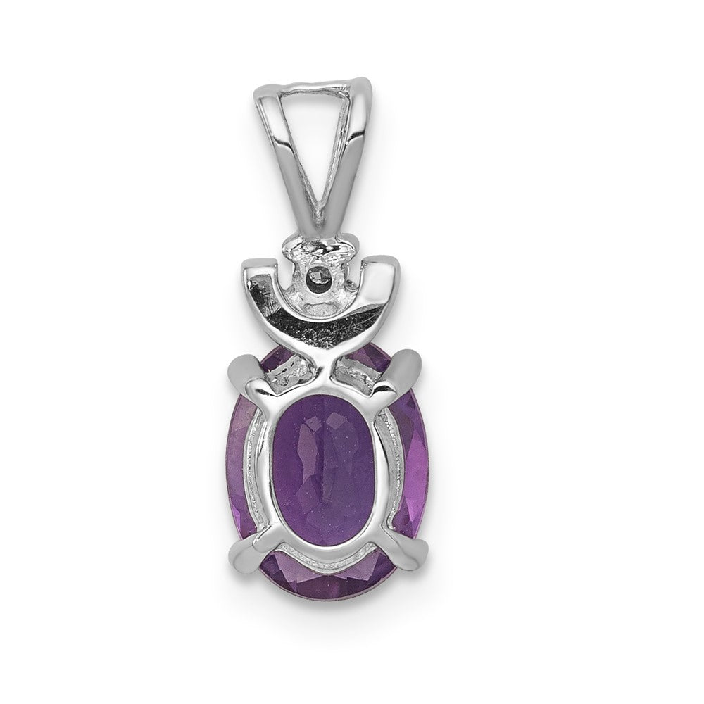 14k White Gold 8x6mm Oval Amethyst A Diamond Pendant-XP1658AM/A