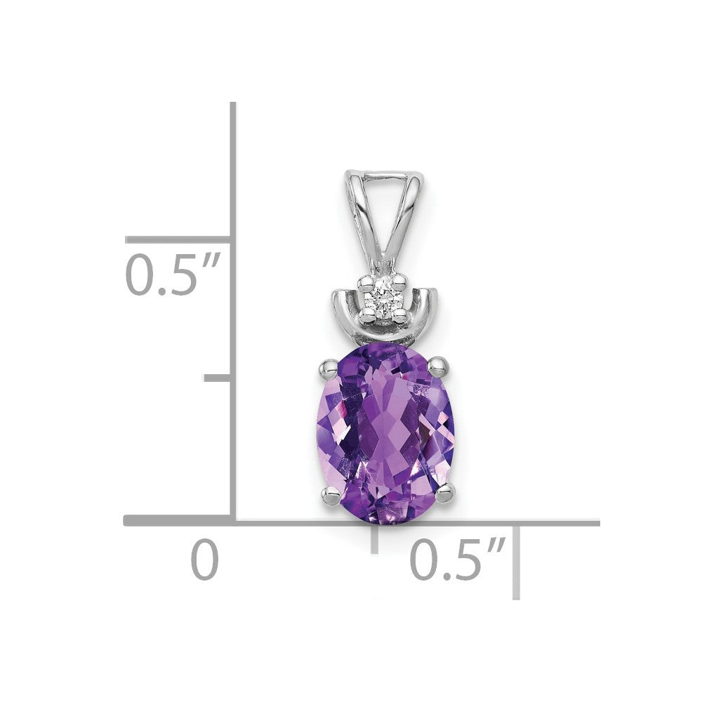 14k White Gold 8x6mm Oval Amethyst VS Diamond Pendant-XP1658AM/VS