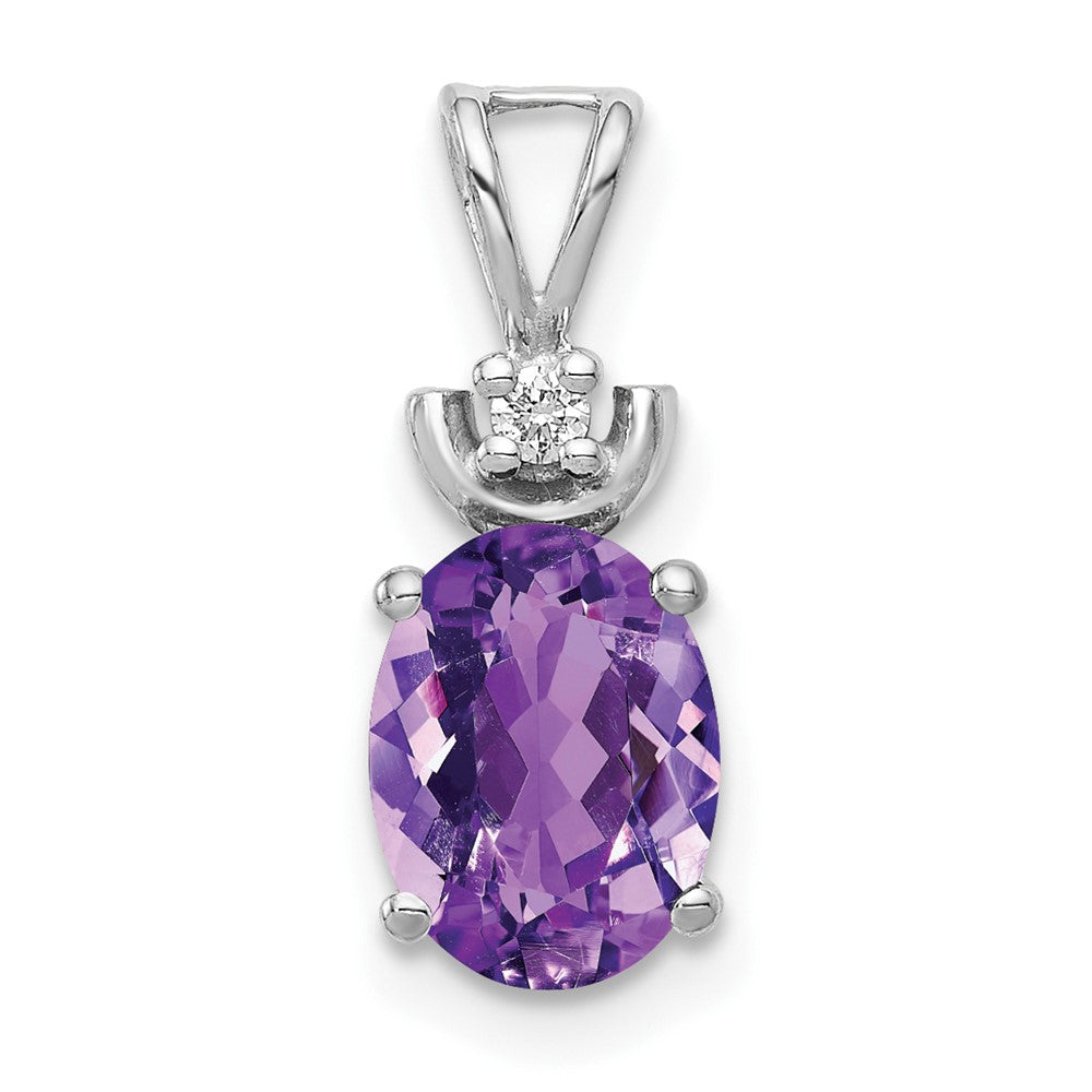 14k White Gold 8x6mm Oval Amethyst VS Diamond Pendant-XP1658AM/VS