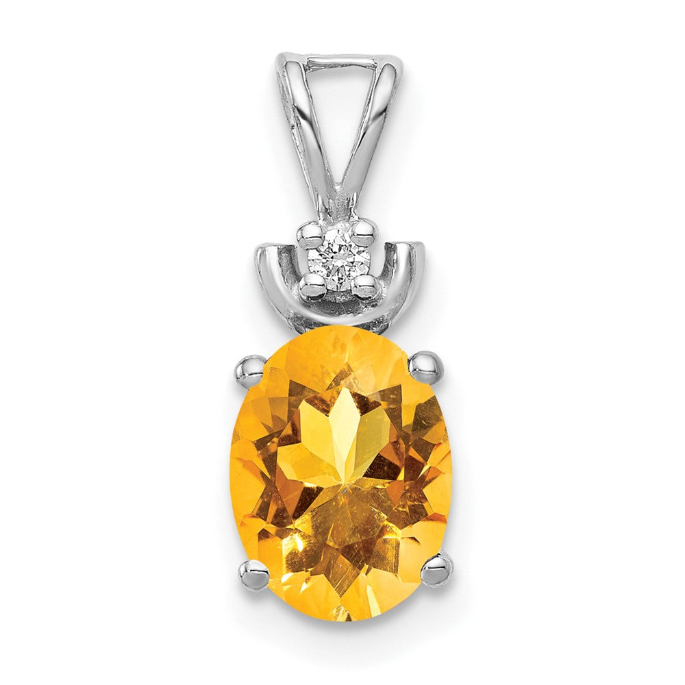 14k White Gold 8x6mm Oval Citrine VS Diamond Pendant-XP1658CI/VS