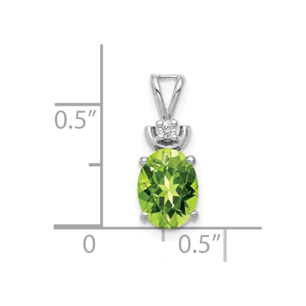 14k White Gold 8x6mm Oval Peridot AA Diamond Pendant-XP1658PE/AA
