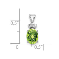 14k White Gold 8x6mm Oval Peridot AA Diamond Pendant-XP1658PE/AA