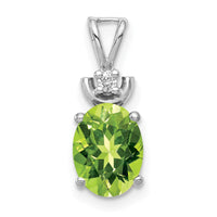 14k White Gold 8x6mm Oval Peridot AA Diamond Pendant-XP1658PE/AA