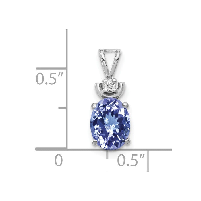 14k White Gold 8x6mm Oval Tanzanite A Diamond Pendant-XP1658T/A
