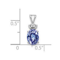 14k White Gold 8x6mm Oval Tanzanite AAA Diamond Pendant-XP1658T/AAA