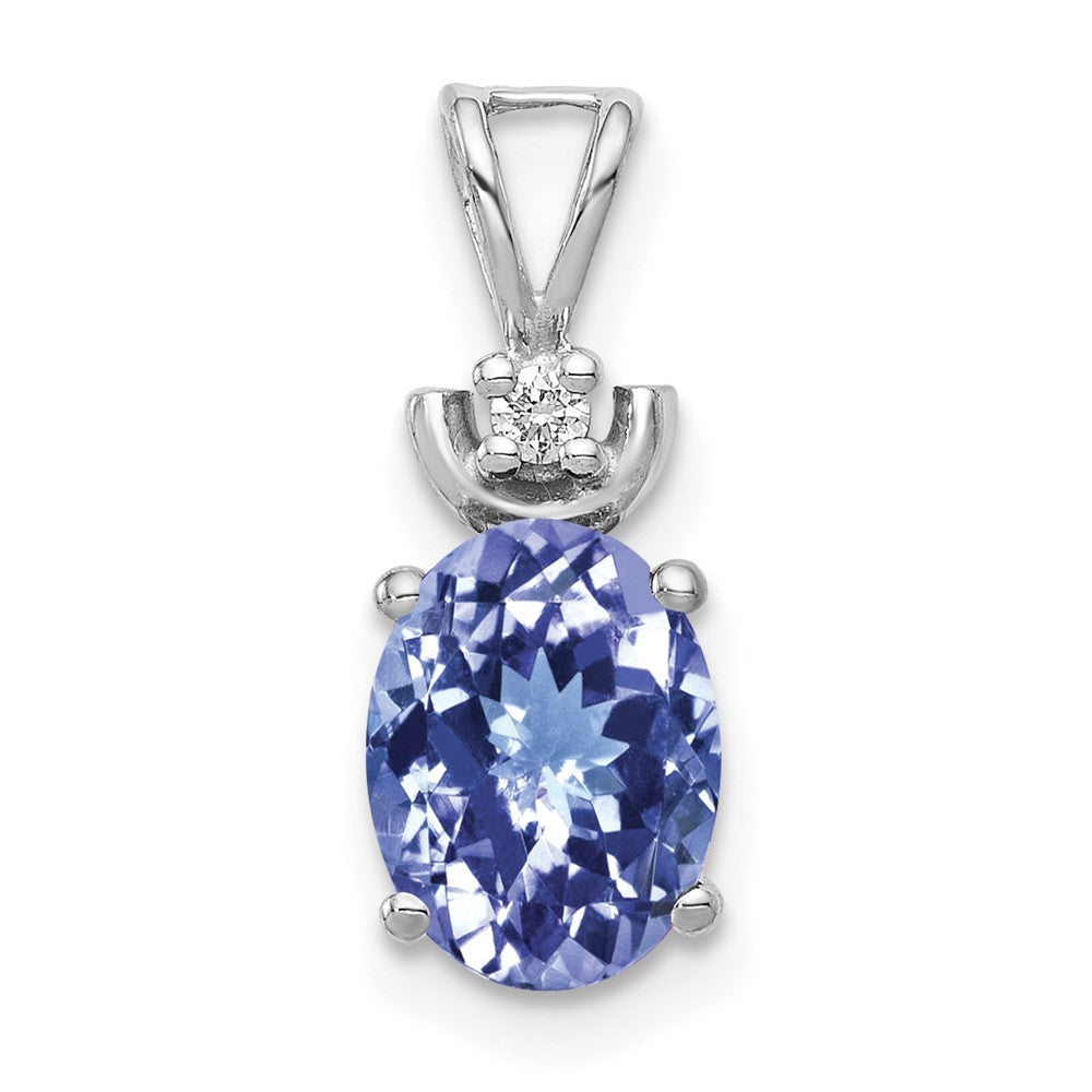 14k White Gold 8x6mm Oval Tanzanite AA Diamond Pendant-XP1658T/AA