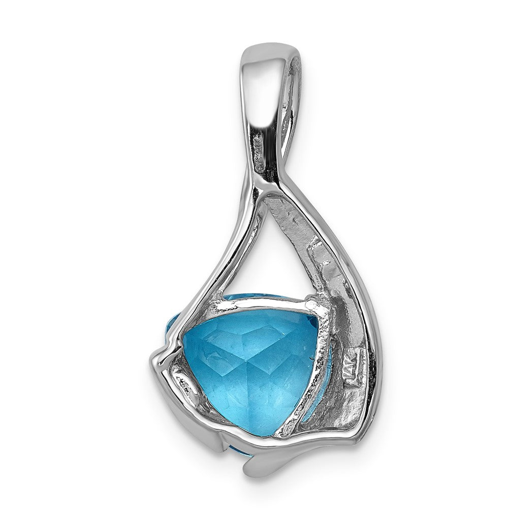 14k White Gold 8mm Blue Topaz Pendant-XP1708BT