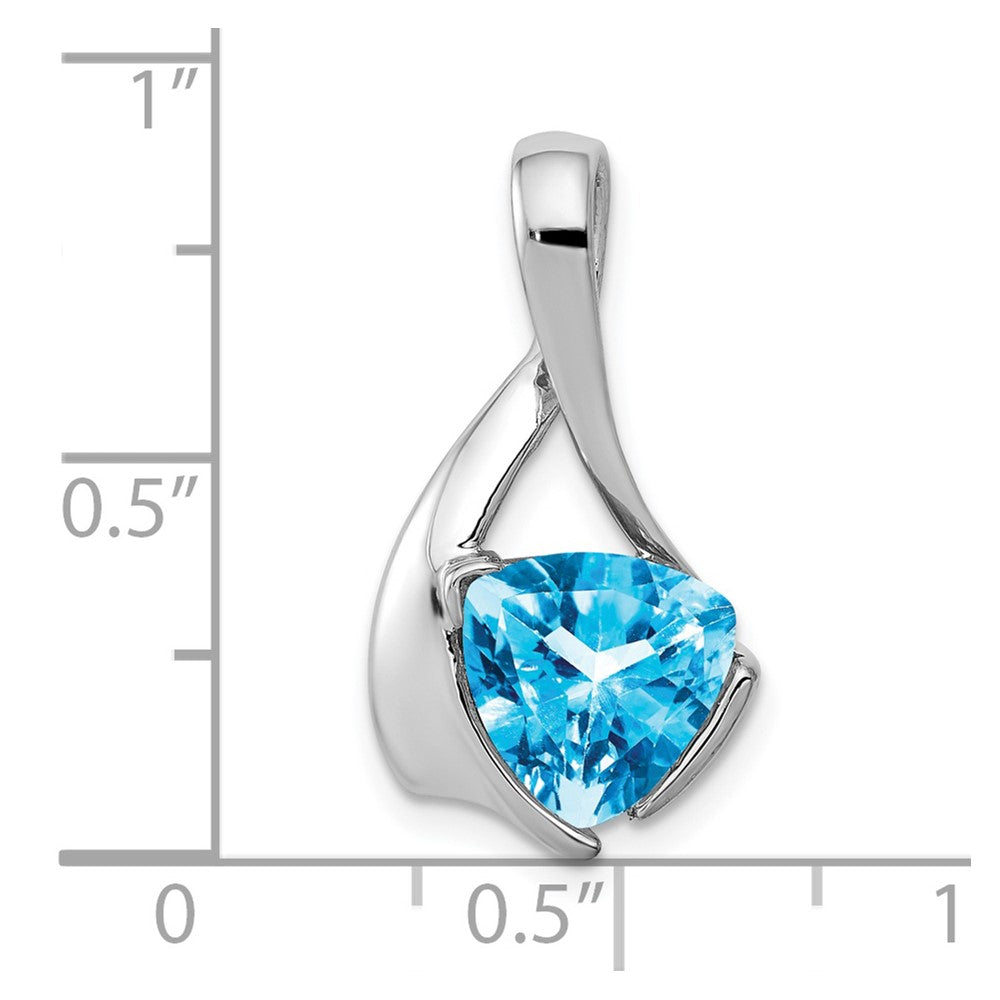 14k White Gold 8mm Blue Topaz Pendant-XP1708BT
