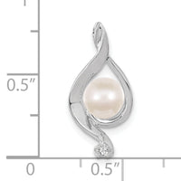 14k White Gold 5-6mm Round Freshwater Cultured Pearl AA Diamond Pendant-XP1735PL/AA