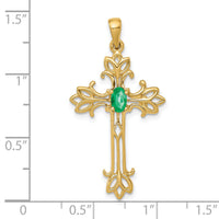14k 5x3mm Oval Emerald cross pendant-XP1775E