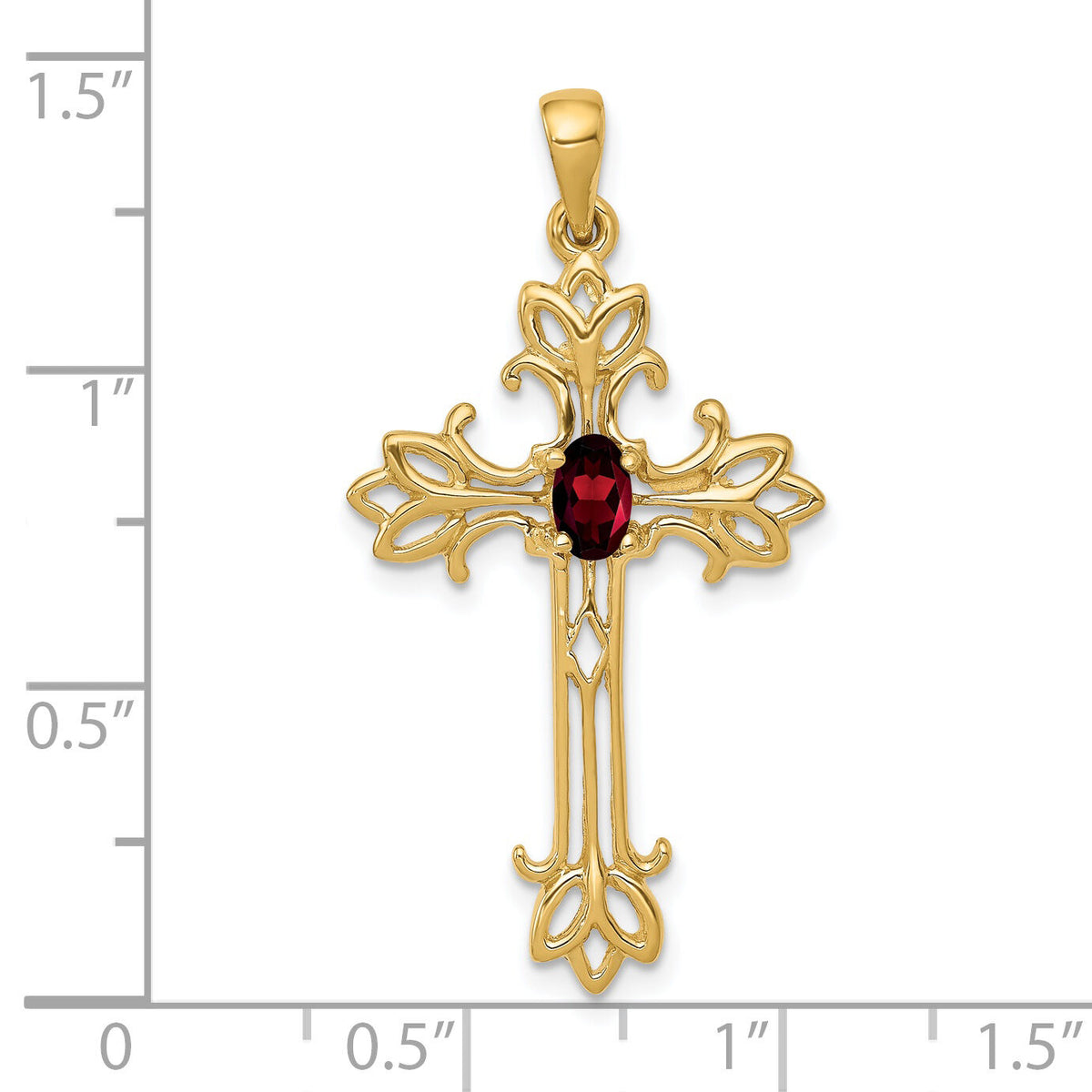 14k 5x3mm Oval Garnet cross pendant-XP1775GA
