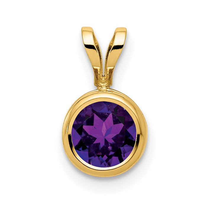 14k 6mm Amethyst bezel pendant-XP301AM