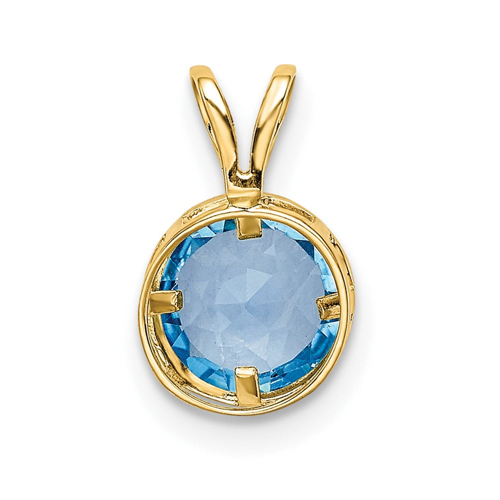 14k 6mm Blue Topaz bezel pendant-XP301BT