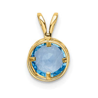 14k 6mm Blue Topaz bezel pendant-XP301BT