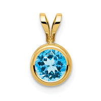 14k 6mm Blue Topaz bezel pendant-XP301BT