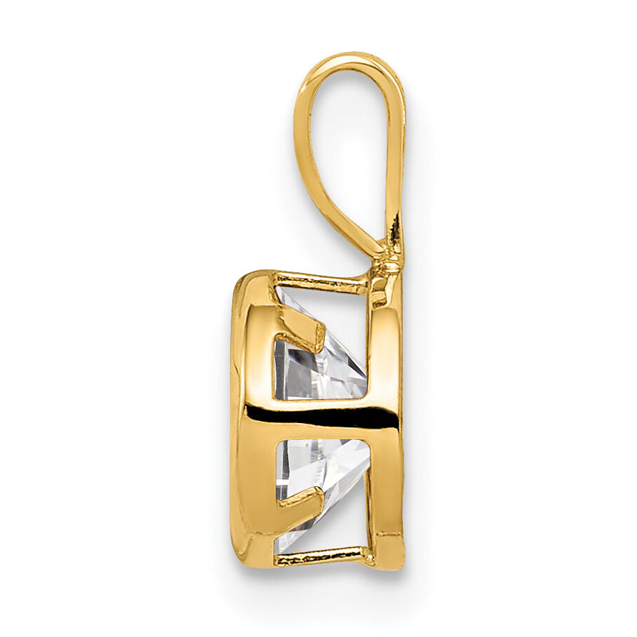 14k 6mm Cubic Zirconia bezel pendant-XP301CZ
