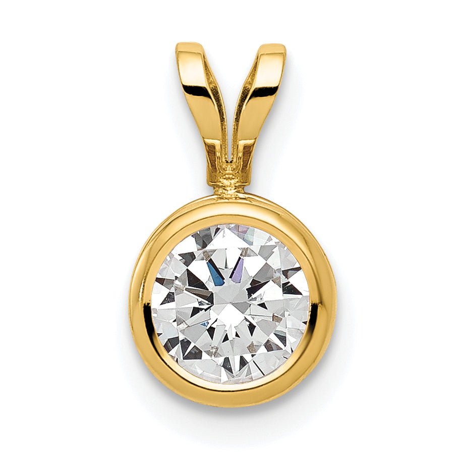 14k 6mm Cubic Zirconia bezel pendant-XP301CZ