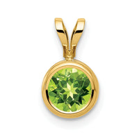 14k 6mm Peridot bezel pendant-XP301PE