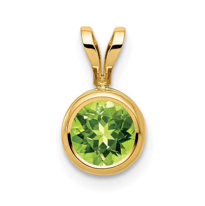 14k 6mm Peridot bezel pendant-XP301PE