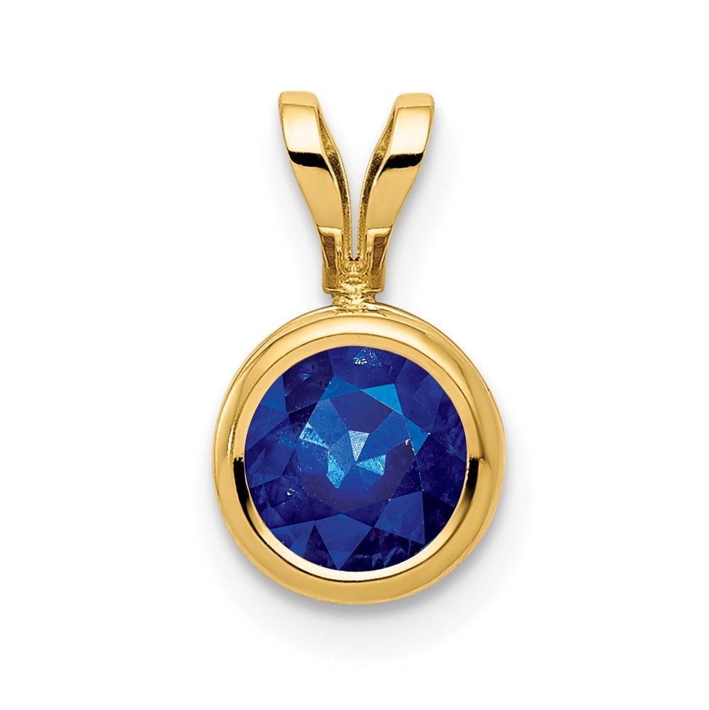 14k 6mm Sapphire bezel pendant-XP301S