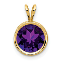 14k 8mm Amethyst bezel pendant-XP303AM