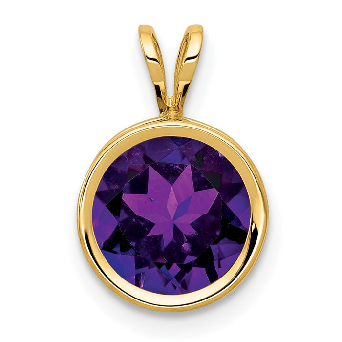 14k 8mm Amethyst bezel pendant-XP303AM