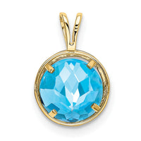 14k 8mm Blue Topaz bezel pendant-XP303BT