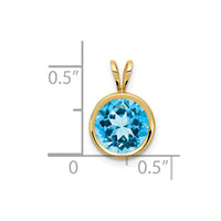 14k 8mm Blue Topaz bezel pendant-XP303BT