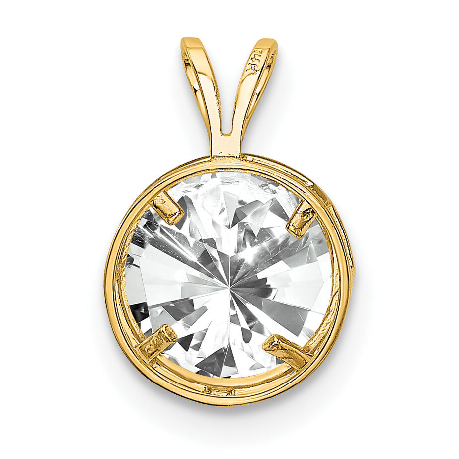 14k 8mm Cubic Zirconia bezel pendant-XP303CZ
