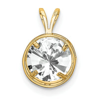 14k 8mm Cubic Zirconia bezel pendant-XP303CZ