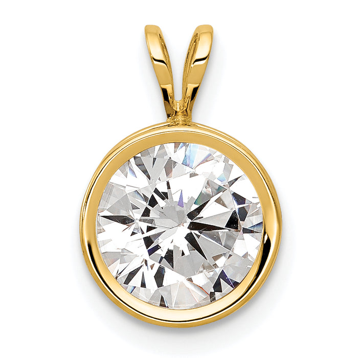 14k 8mm Cubic Zirconia bezel pendant-XP303CZ