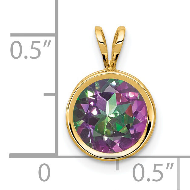 14k 8mm Fire Topaz bezel pendant-XP303FT