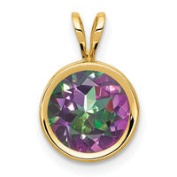 14k 8mm Fire Topaz bezel pendant-XP303FT