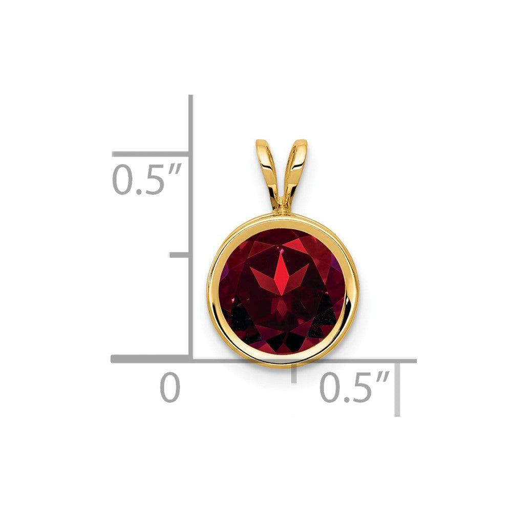 14k 8mm Garnet bezel pendant-XP303GA