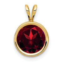 14k 8mm Garnet bezel pendant-XP303GA