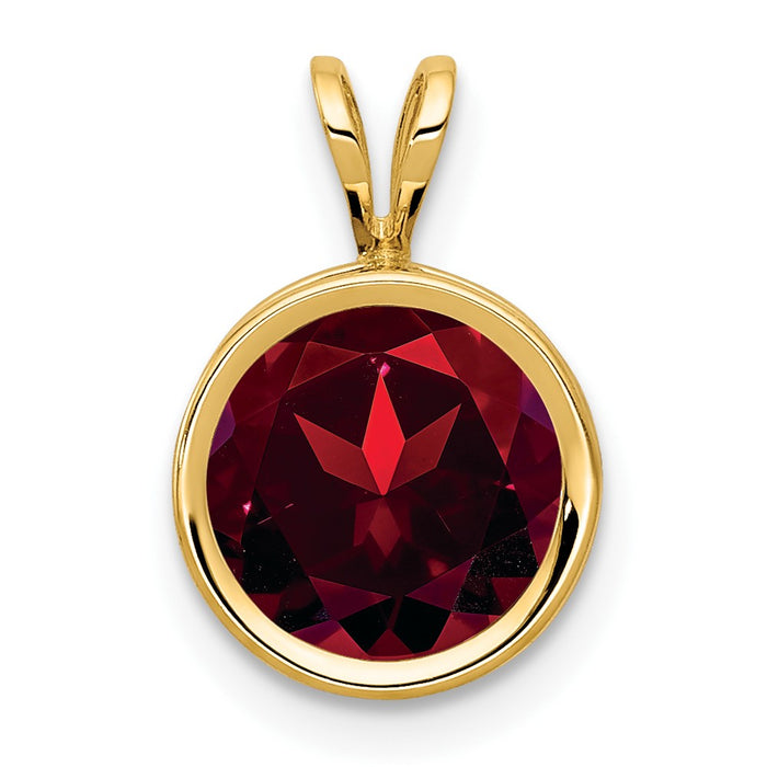 14k 8mm Garnet bezel pendant-XP303GA