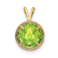 14k 8mm Peridot bezel pendant-XP303PE