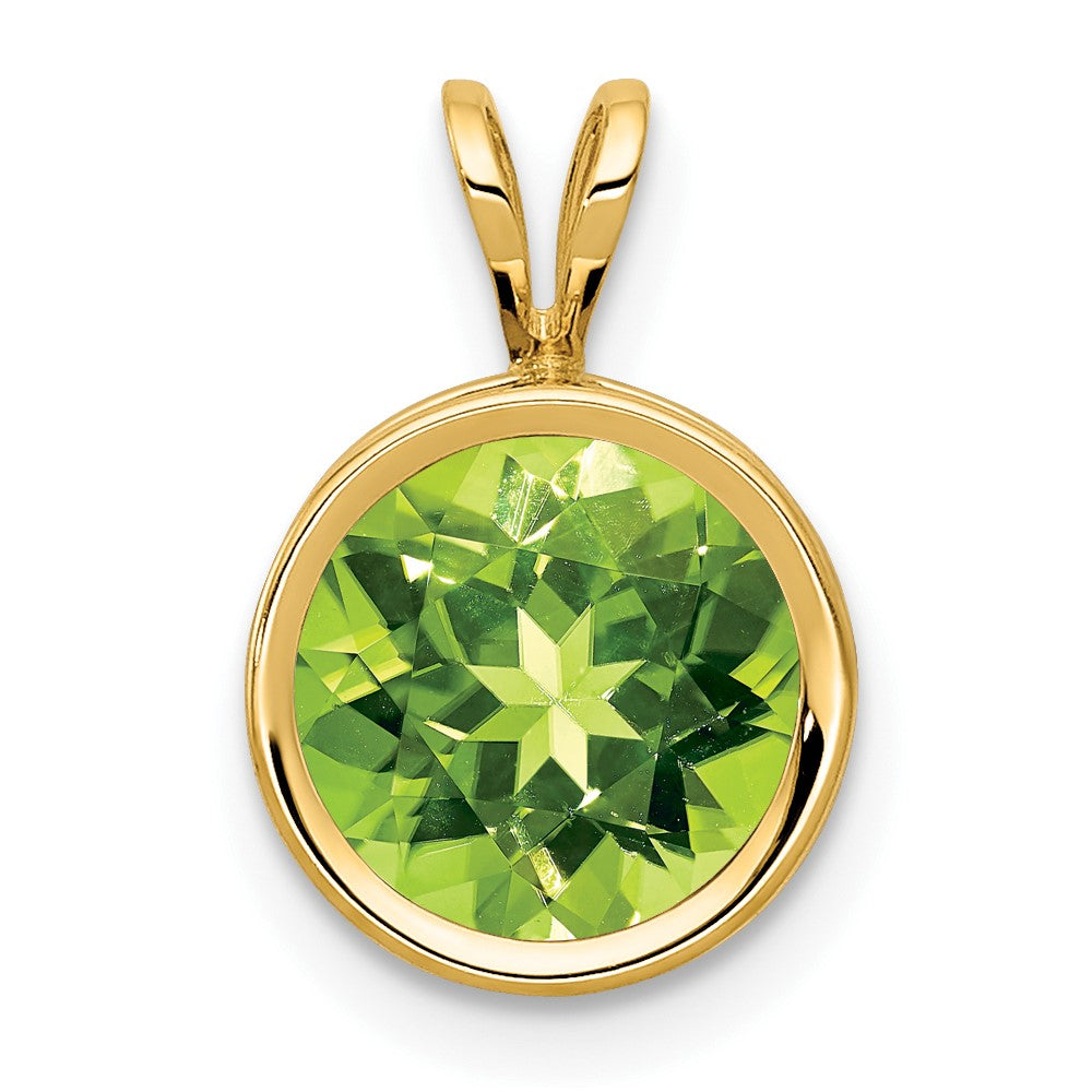 14k 8mm Peridot bezel pendant-XP303PE