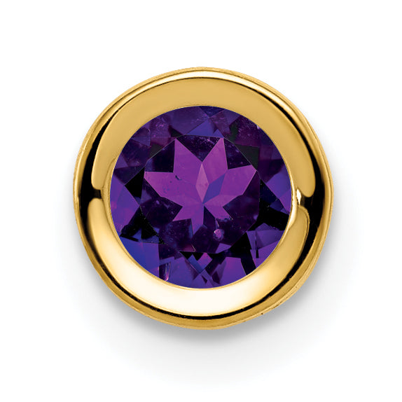 14k 5mm Amethyst Bezel Pendant-XP320AM