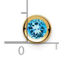 14k 5mm Blue Topaz bezel pendant-XP320BT