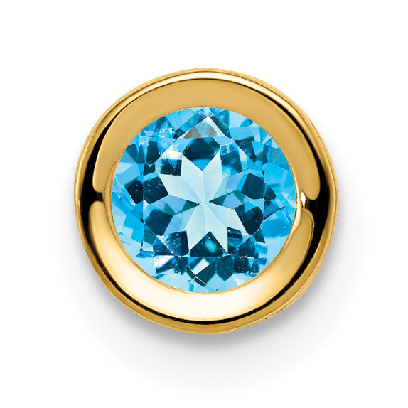 14k 5mm Blue Topaz bezel pendant-XP320BT