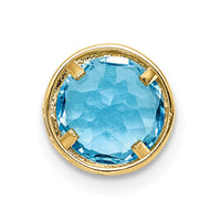 14k 7mm Blue Topaz bezel pendant-XP322BT