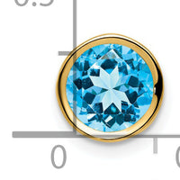 14k 7mm Blue Topaz bezel pendant-XP322BT